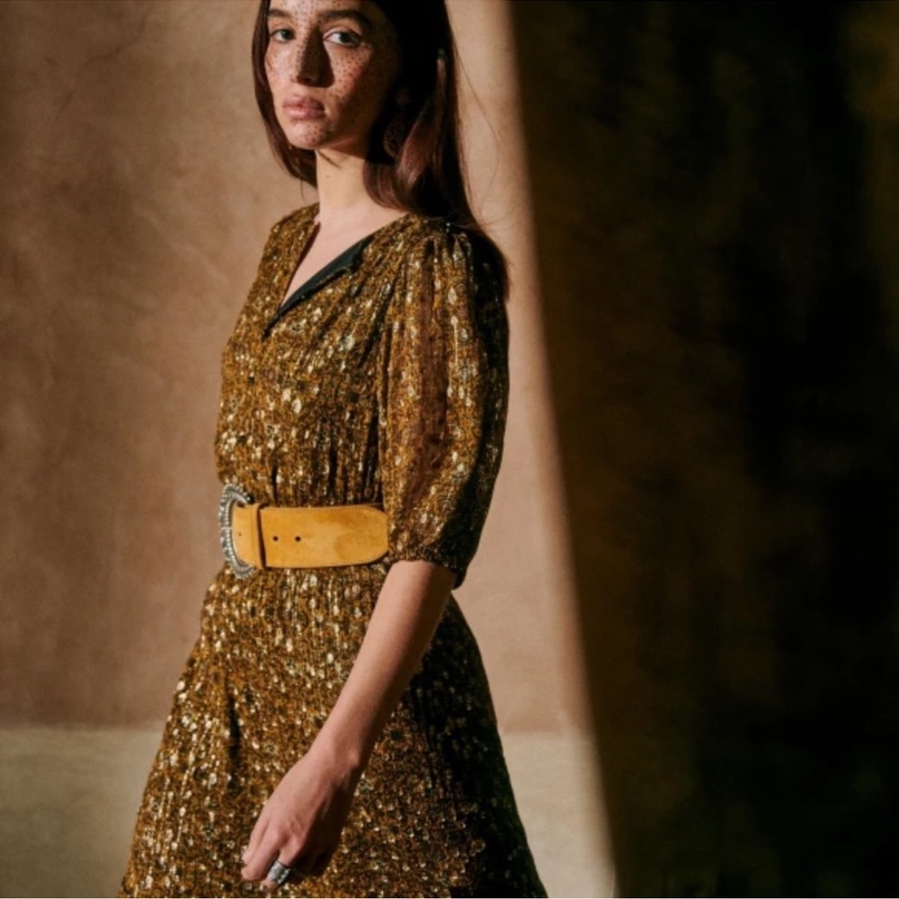 Sezane Metallic Gold and Black Maxi Dress - Picture 2 of 10